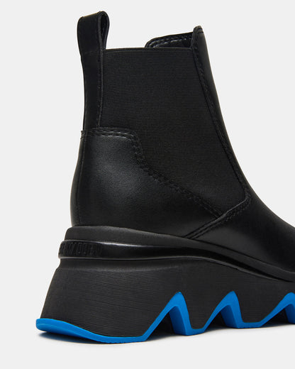 Steve Madden BREAKAWAY Black Leather Lug Platform Women's Ankle Boot
