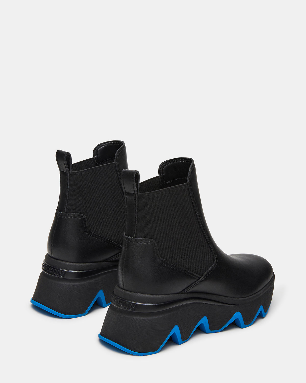 Steve Madden BREAKAWAY Black Leather Lug Platform Women's Ankle Boot