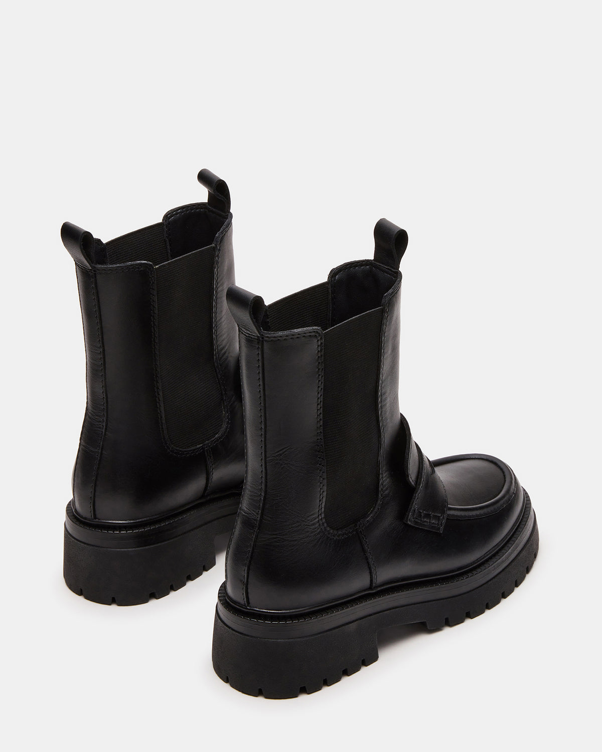 Steve Madden CONWAY Black Leather Platform Lug Chelsea Women's Ankle Boot
