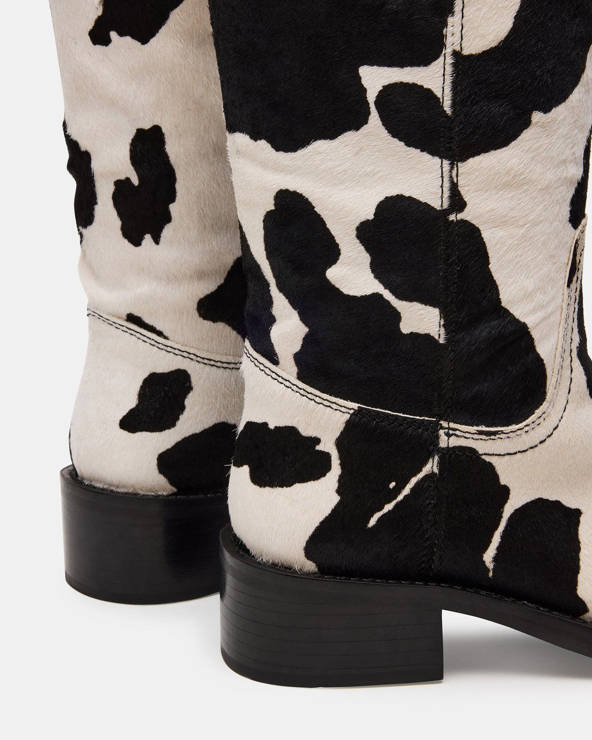Steve Madden RIGGS Black Cow Print Wide Calf Square-Toe Women's Boot