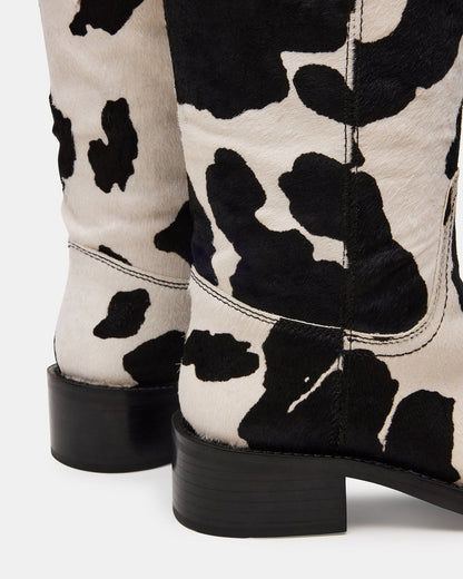 Steve Madden RIGGS Black Cow Print Wide Calf Square-Toe Women's Boot