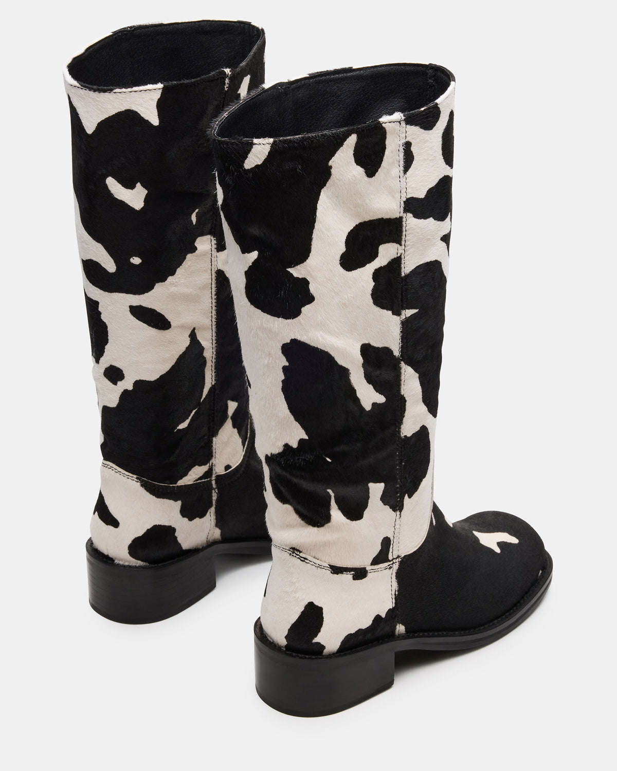 Steve Madden RIGGS Black Cow Print Wide Calf Square-Toe Women's Boot