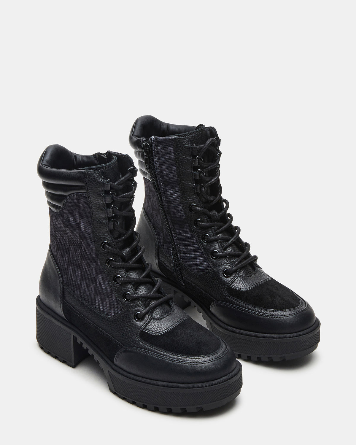 Steve Madden HIKER Black Multi Platform Lug Lace-Up Women's Anke Boot