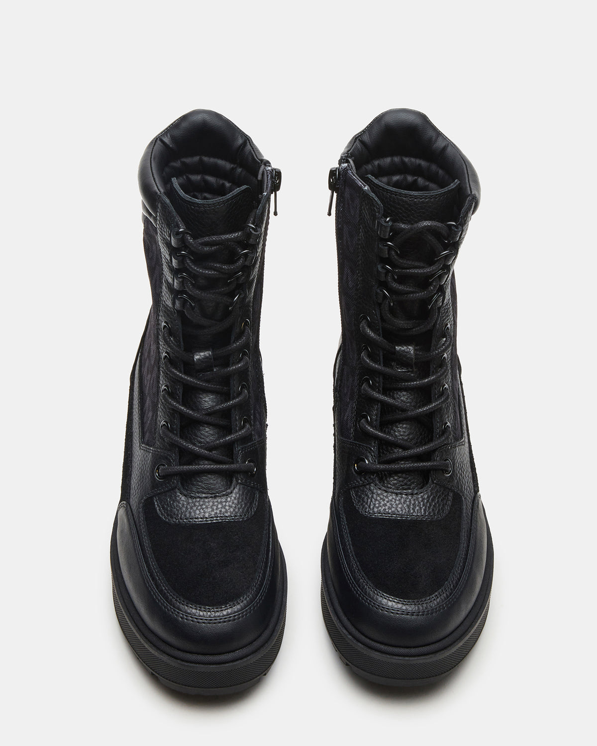 Steve Madden HIKER Black Multi Platform Lug Lace-Up Women's Anke Boot