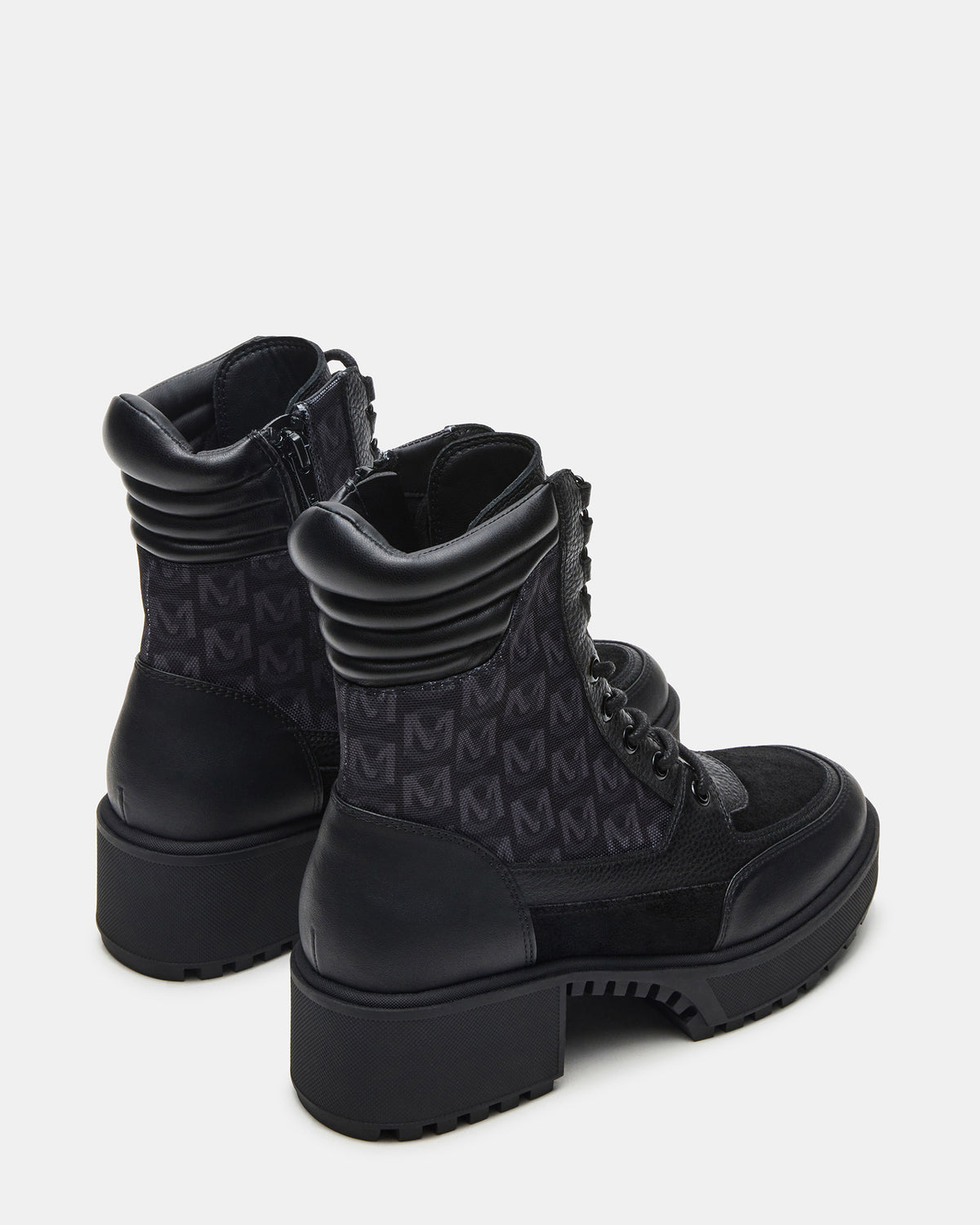 Steve Madden HIKER Black Multi Platform Lug Lace-Up Women's Anke Boot