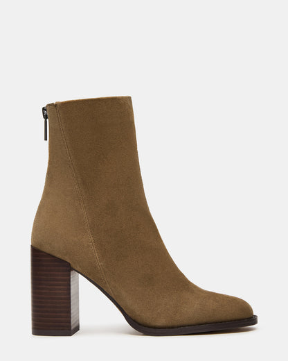 Steve Madden OBSESSION Taupe Suede Rounded Toe Block Heel Women's Ankle Boot
