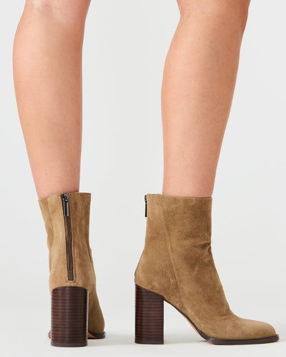 Steve Madden OBSESSION Taupe Suede Rounded Toe Block Heel Women's Ankle Boot