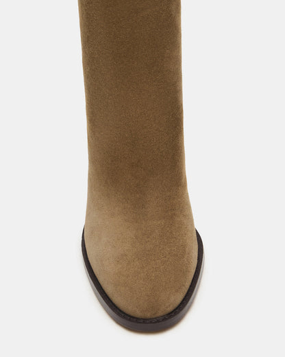 Steve Madden OBSESSION Taupe Suede Rounded Toe Block Heel Women's Ankle Boot