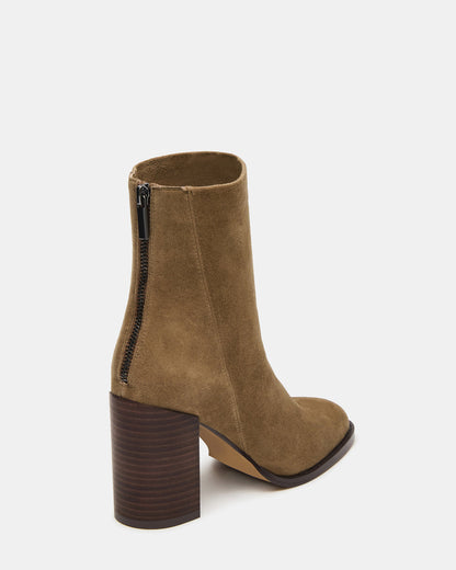 Steve Madden OBSESSION Taupe Suede Rounded Toe Block Heel Women's Ankle Boot