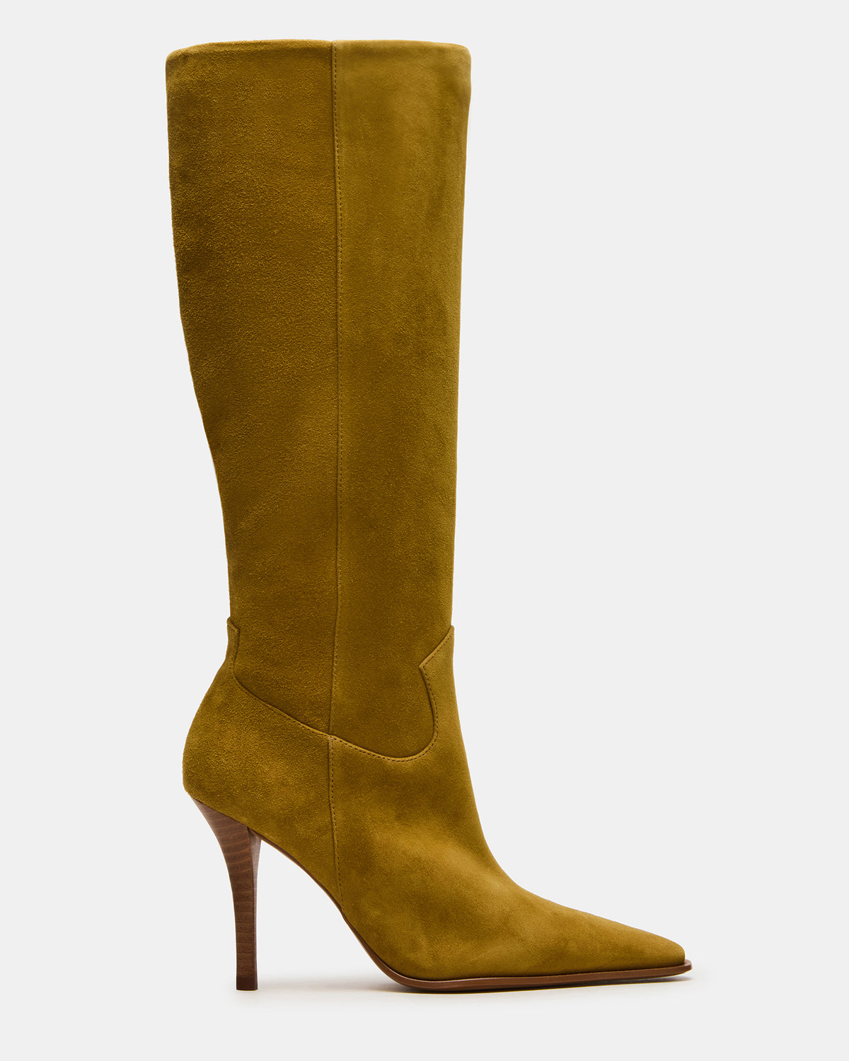 Steve Madden WESCOT Olive Suede Square-Toe Knee-High Heeled Women's Boot