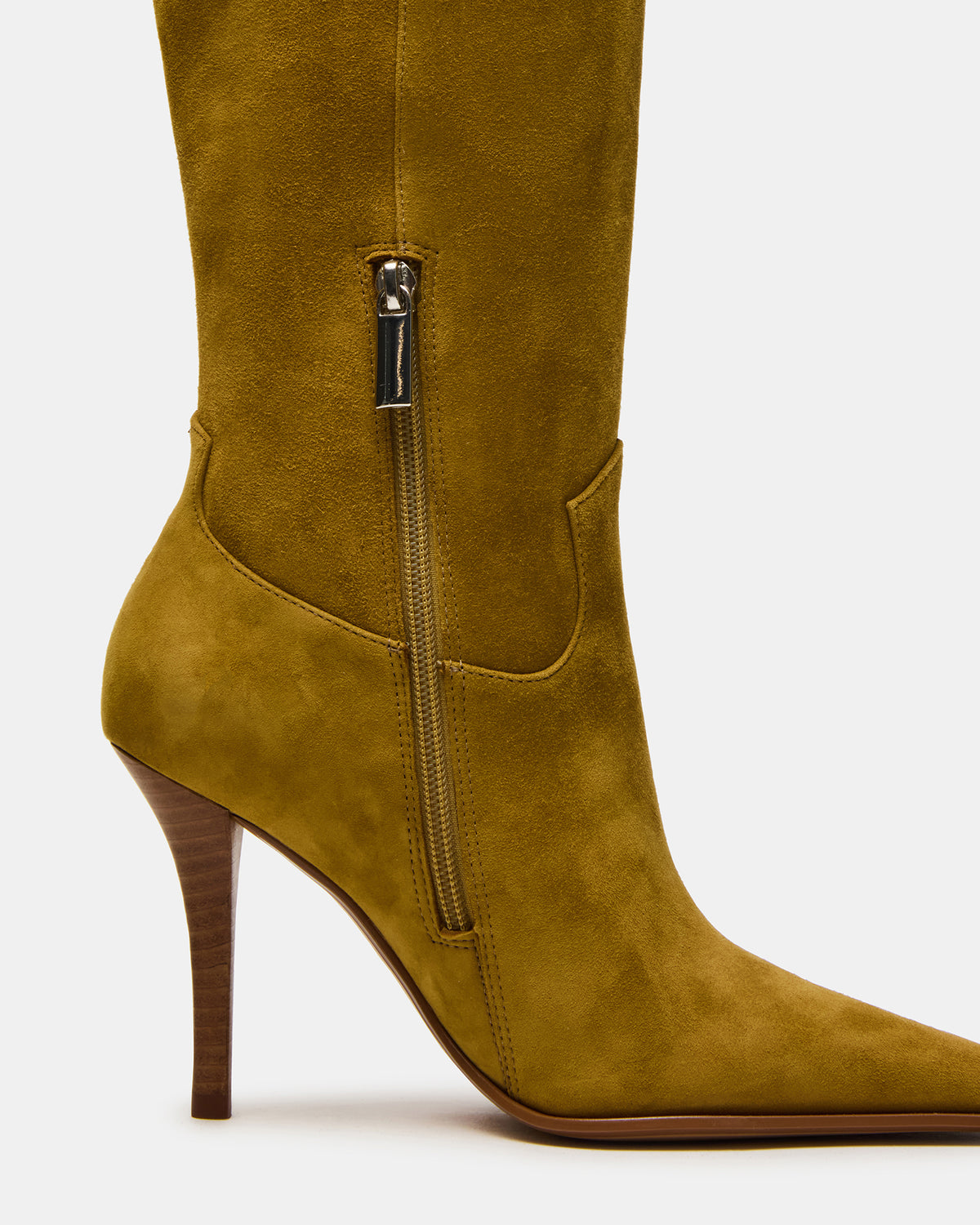 Steve Madden WESCOT Olive Suede Square-Toe Knee-High Heeled Women's Boot