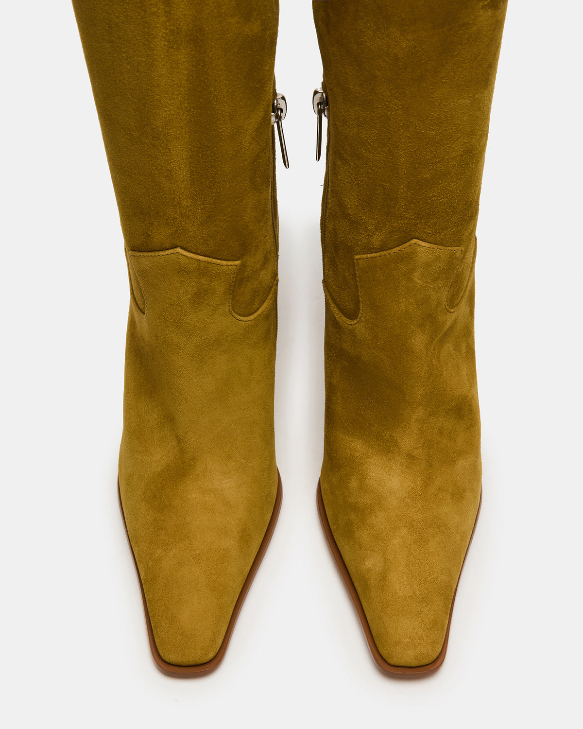 Steve Madden WESCOT Olive Suede Square-Toe Knee-High Heeled Women's Boot