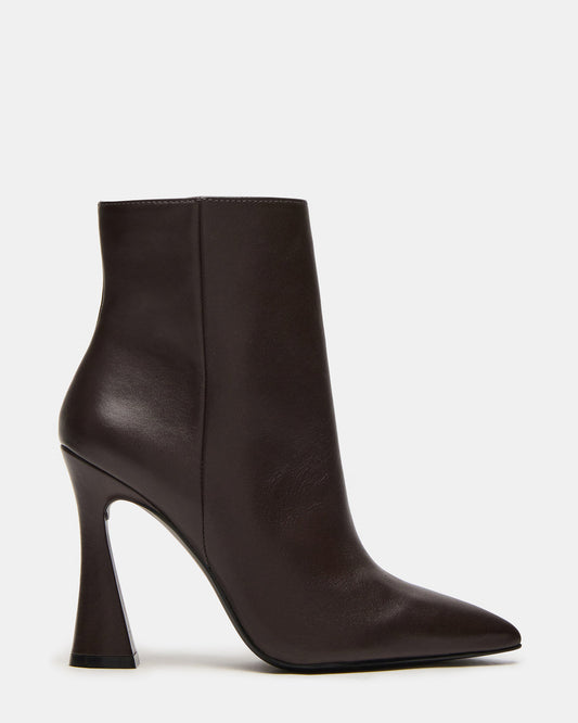 Steve Madden BOLERO Brown Leather Pointed-Toe Heeled Women's Ankle Boot