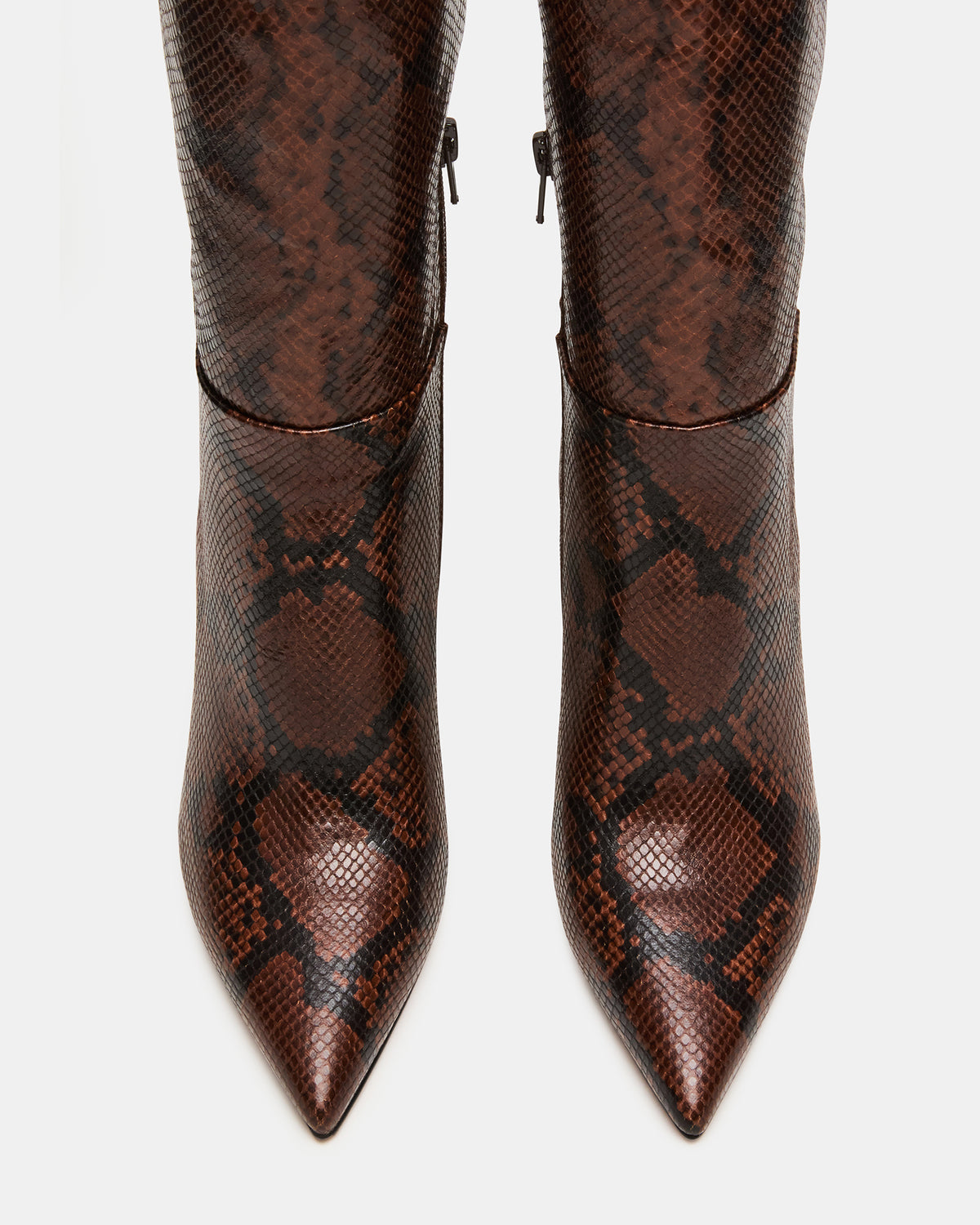 Steve Madden NITRO Brown Snake Wife Calf Pointed-Toe Stiletto Heel Knee-High Women's Boots