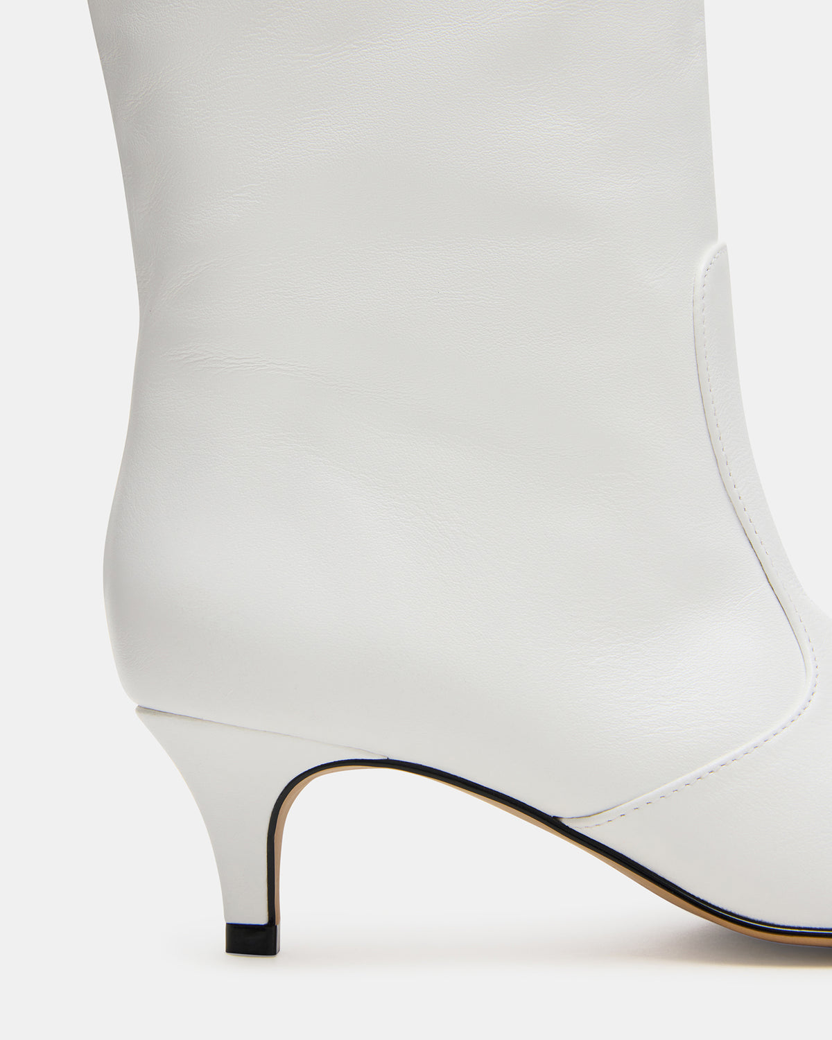 Steve Madden LANDER White Leather Knee-High Kitten Heel Women's Boot