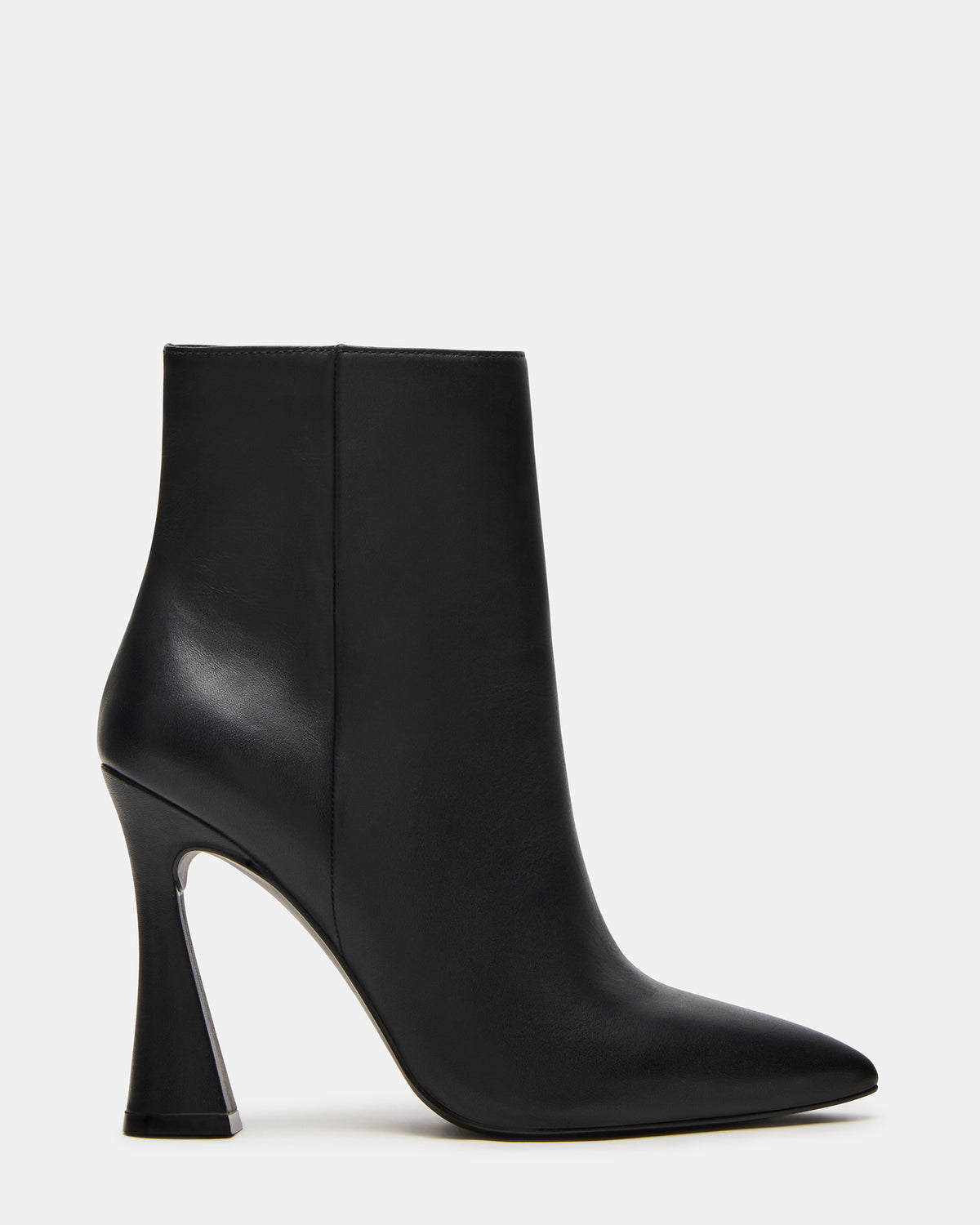 Steve Madden BOLERO Black Leather Pointed-Toe Heeled Women's Ankle Boot