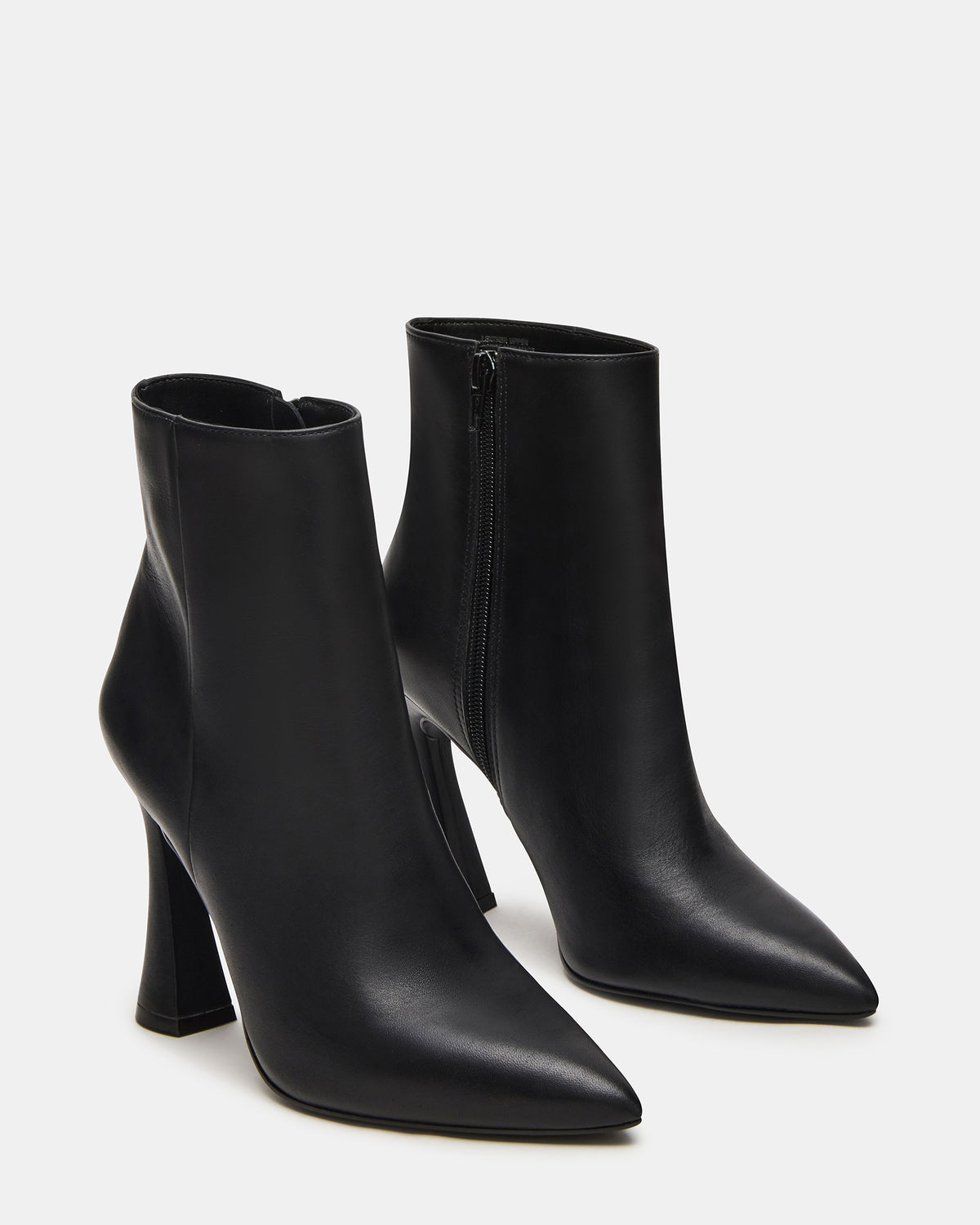 Steve Madden BOLERO Black Leather Pointed-Toe Heeled Women's Ankle Boot