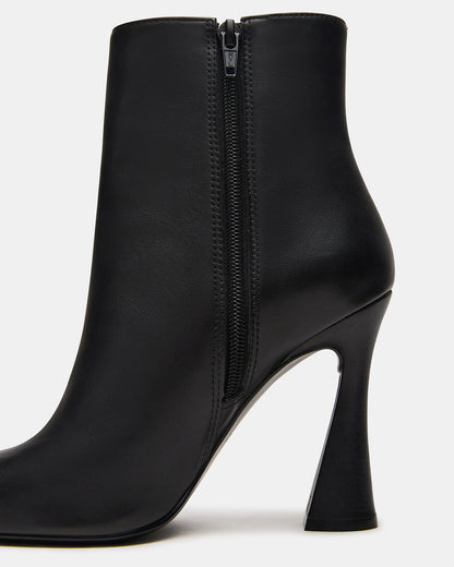 Steve Madden BOLERO Black Leather Pointed-Toe Heeled Women's Ankle Boot