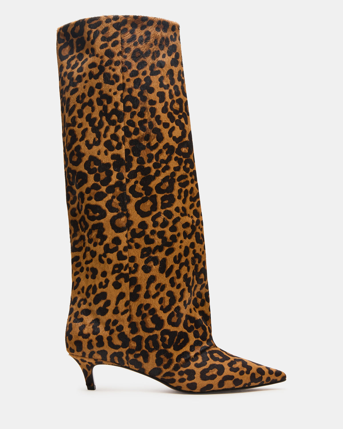 Steve Madden LUCA Leopard Pointed-Toe Cuffed Kitten Heel Women's Boot