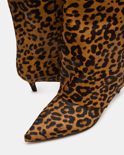 Steve Madden LUCA Leopard Pointed-Toe Cuffed Kitten Heel Women's Boot