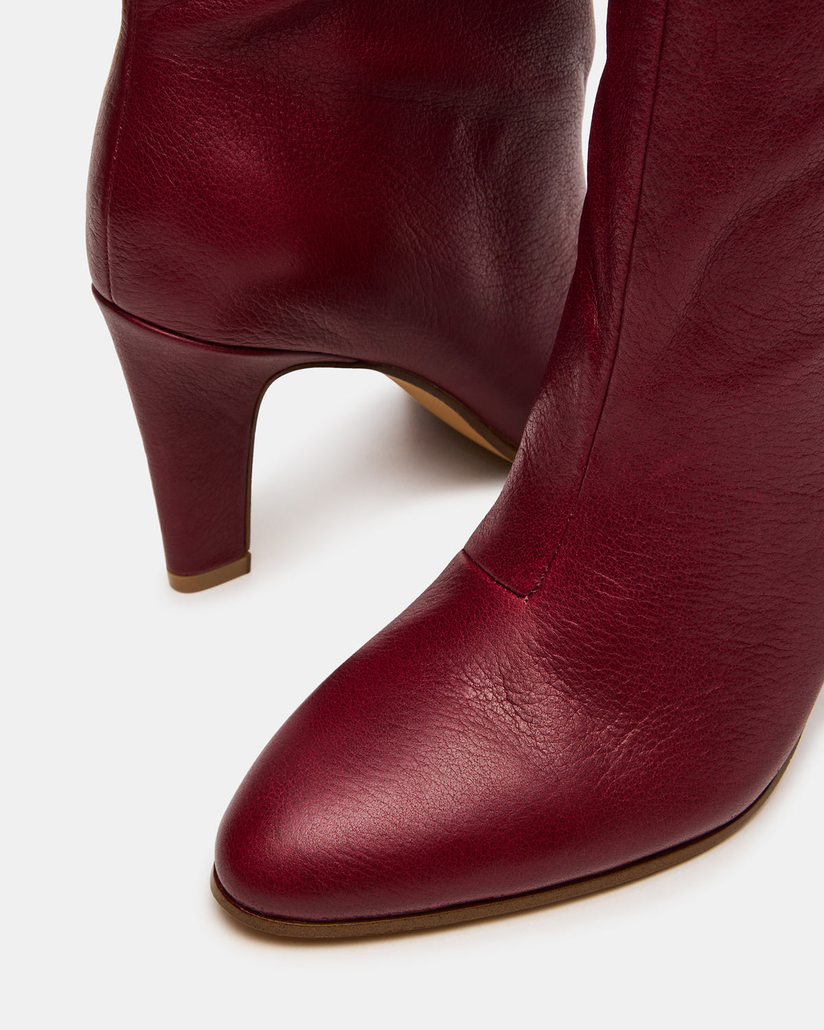 Steve Madden RIZK Burgundy Leather Knee-High Rounded Toe Heeled Women's Boot