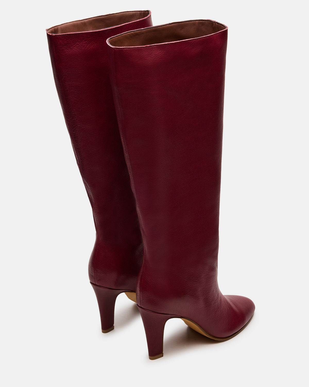 Steve Madden RIZK Burgundy Leather Knee-High Rounded Toe Heeled Women's Boot
