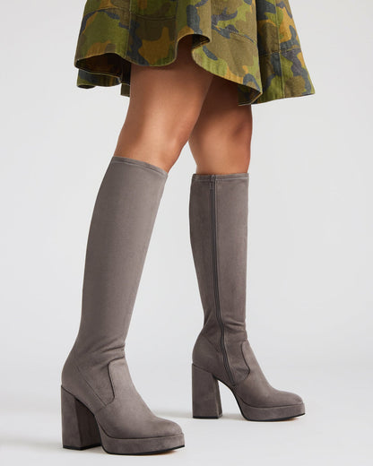 Steve Madden TWAIN Grey Knee-High Block Heel Women's Boot