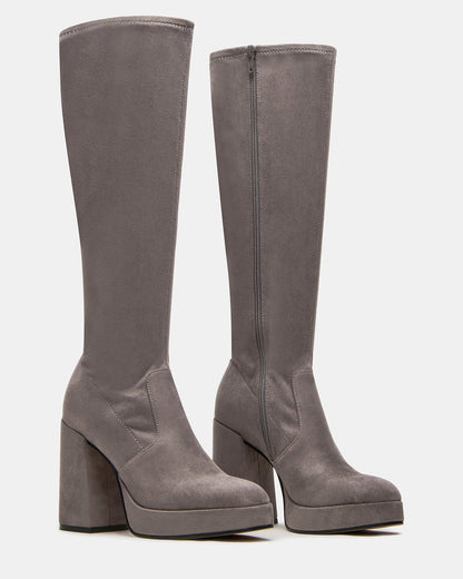 Steve Madden TWAIN Grey Knee-High Block Heel Women's Boot