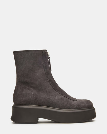 Steve Madden JONES Grey Suede Zipper Lug Women's Ankle Boot