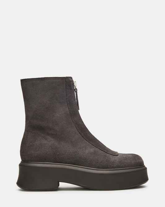 Steve Madden JONES Grey Suede Zipper Lug Women's Ankle Boot