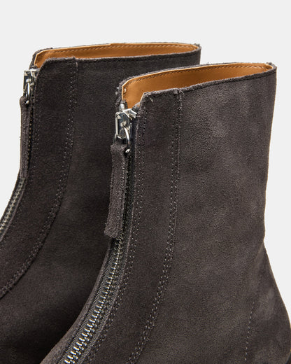 Steve Madden JONES Grey Suede Zipper Lug Women's Ankle Boot