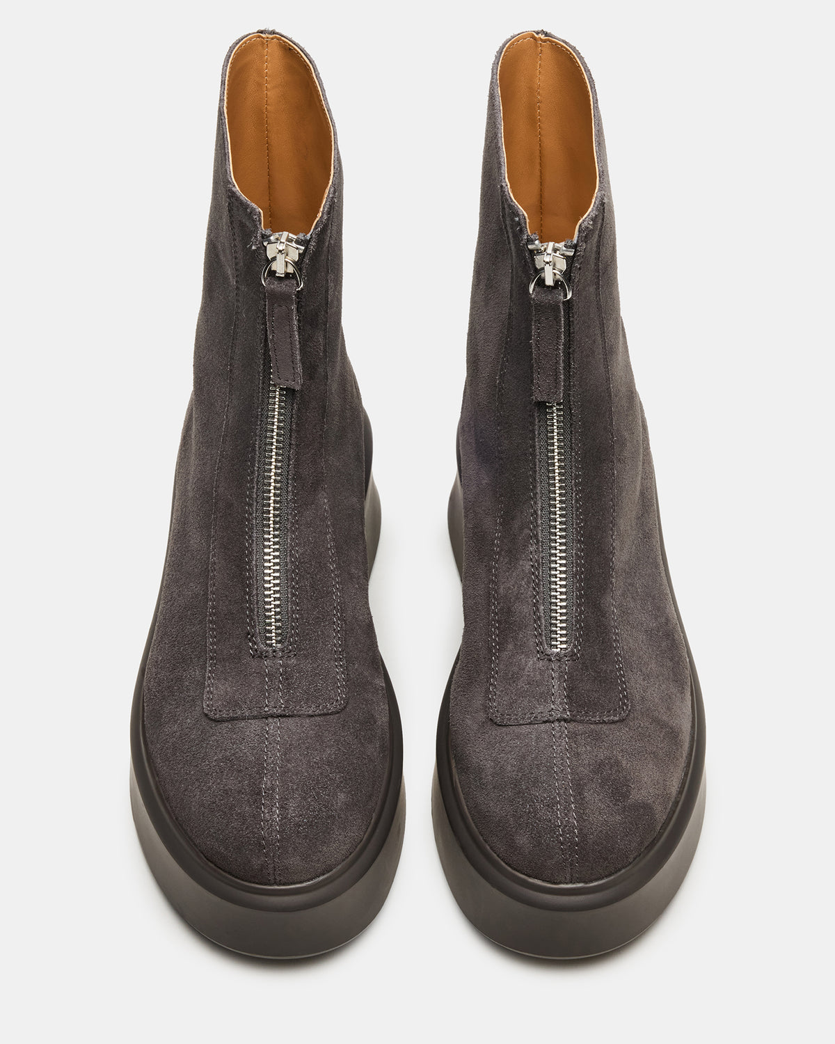 Steve Madden JONES Grey Suede Zipper Lug Women's Ankle Boot