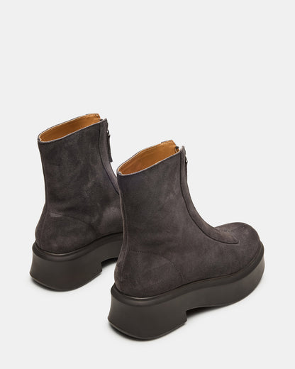 Steve Madden JONES Grey Suede Zipper Lug Women's Ankle Boot