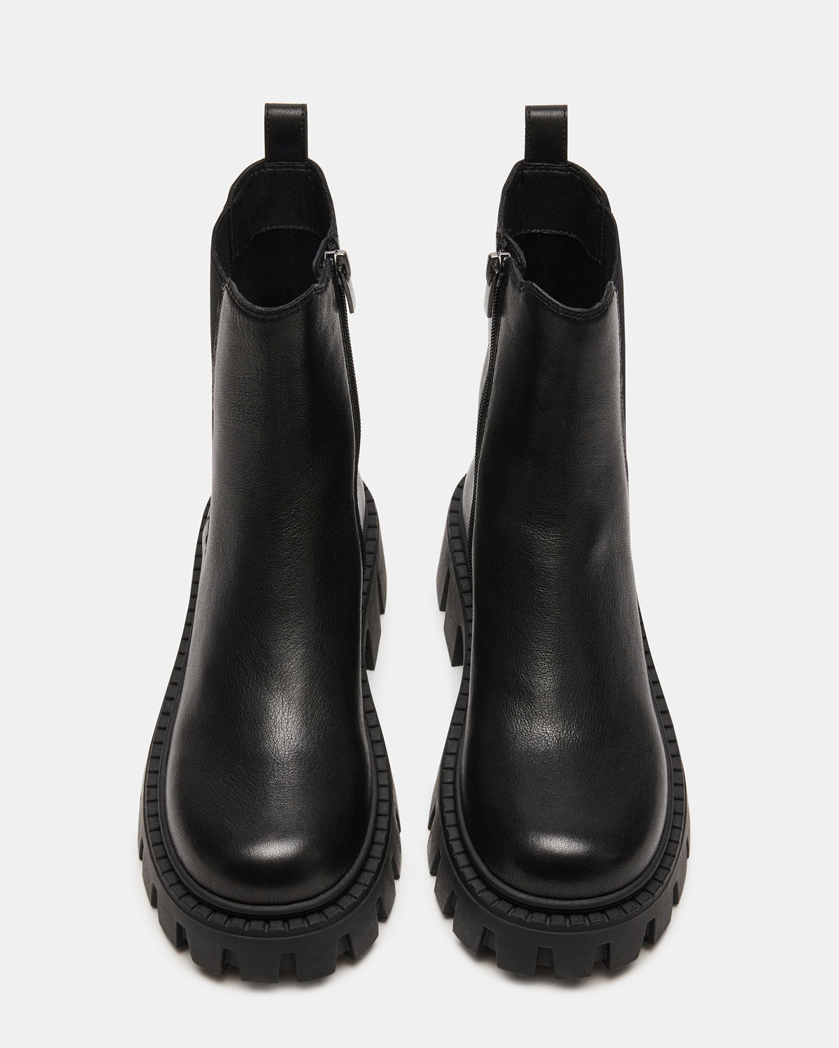 Steve Madden CHARGES Black Leather Platform Bootie | Women's Booties