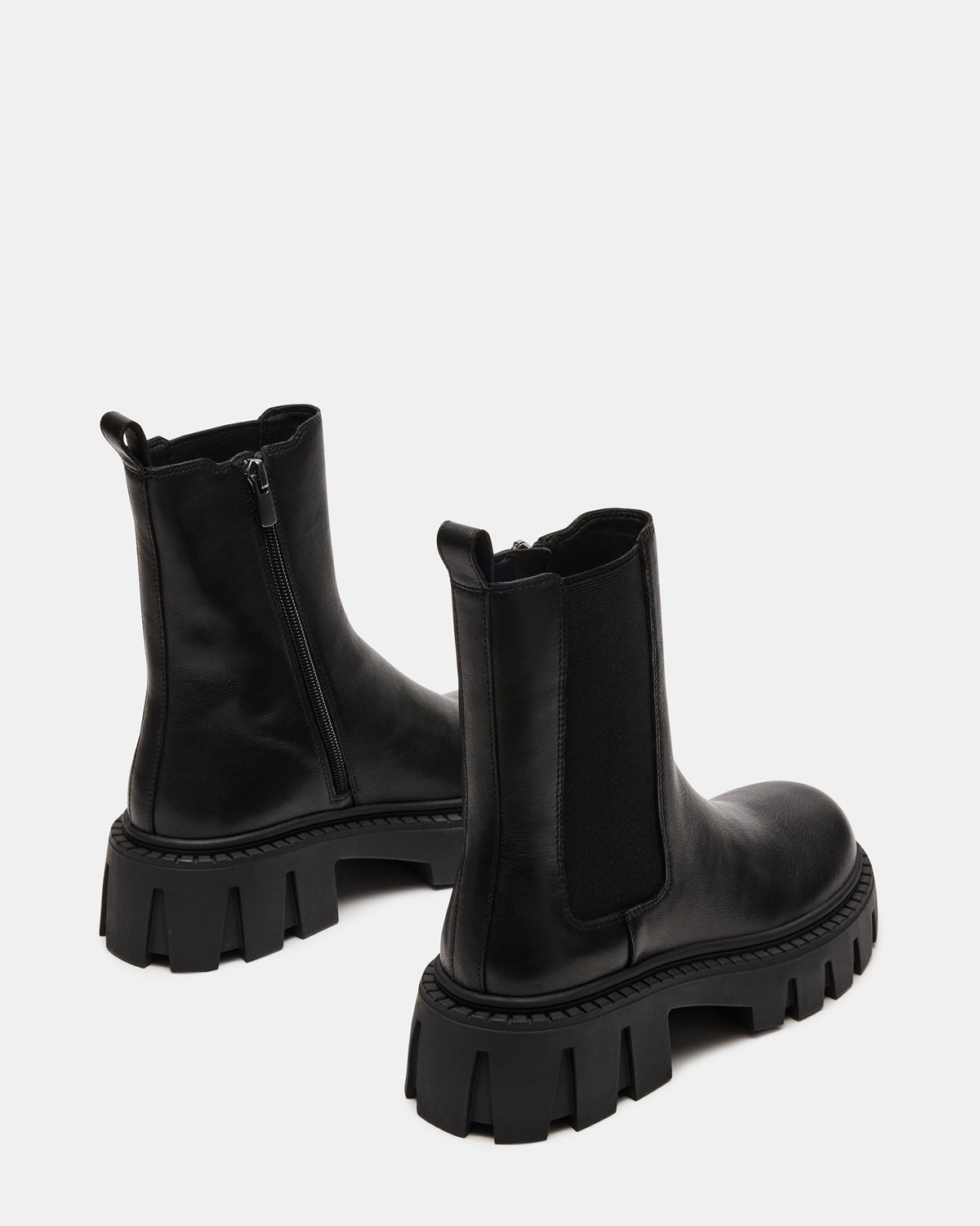 Steve Madden CHARGES Black Leather Platform Bootie | Women's Booties