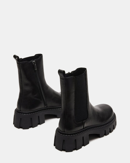 Steve Madden CHARGES Black Leather Platform Bootie | Women's Booties