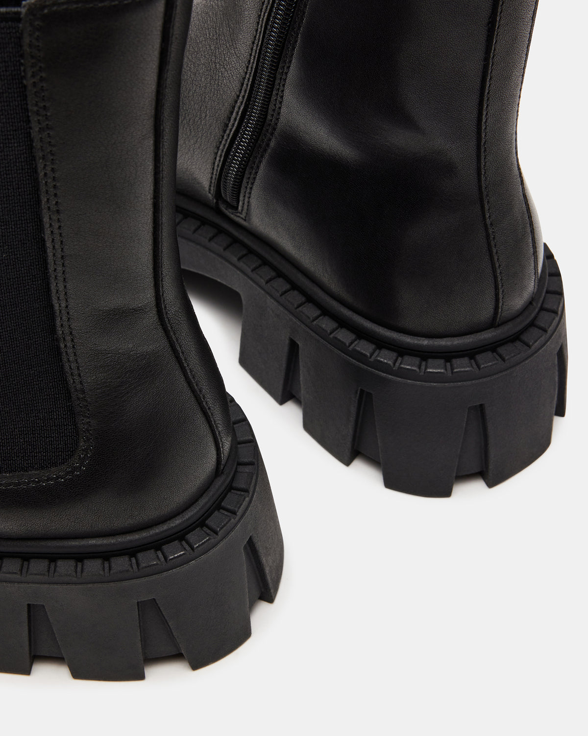 Steve Madden CHARGES Black Leather Platform Bootie | Women's Booties