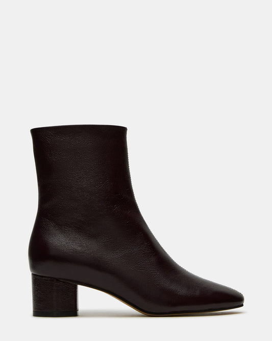 Steve Madden STROME Wine Patent Block Heel Women's Ankle Boot
