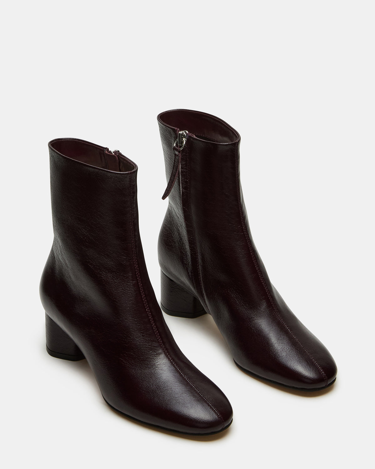 Steve Madden STROME Wine Patent Block Heel Women's Ankle Boot
