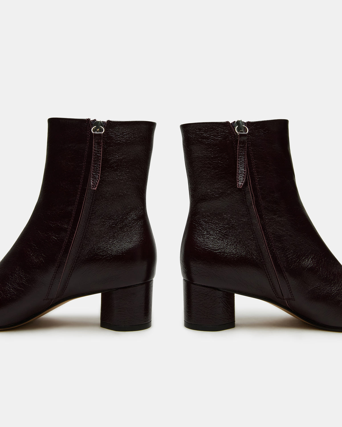 Steve Madden STROME Wine Patent Block Heel Women's Ankle Boot