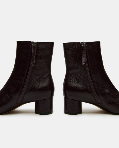 Steve Madden STROME Wine Patent Block Heel Women's Ankle Boot