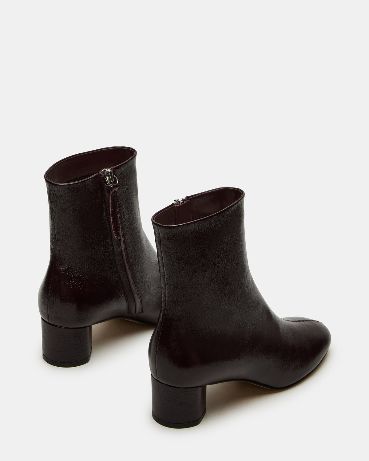 Steve Madden STROME Wine Patent Block Heel Women's Ankle Boot