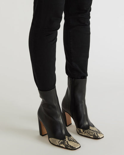 Steve Madden LYLE Grey Leather Square-Toe Heeled Women's Ankle Boot