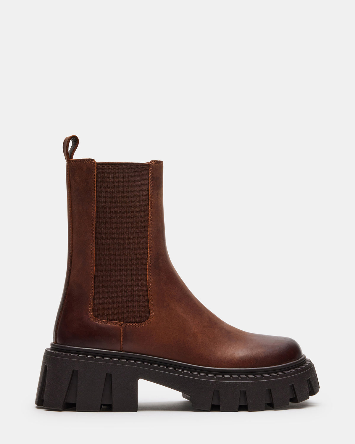 Steve Madden CHARGES Brown Distressed Platform Bootie | Women's Booties