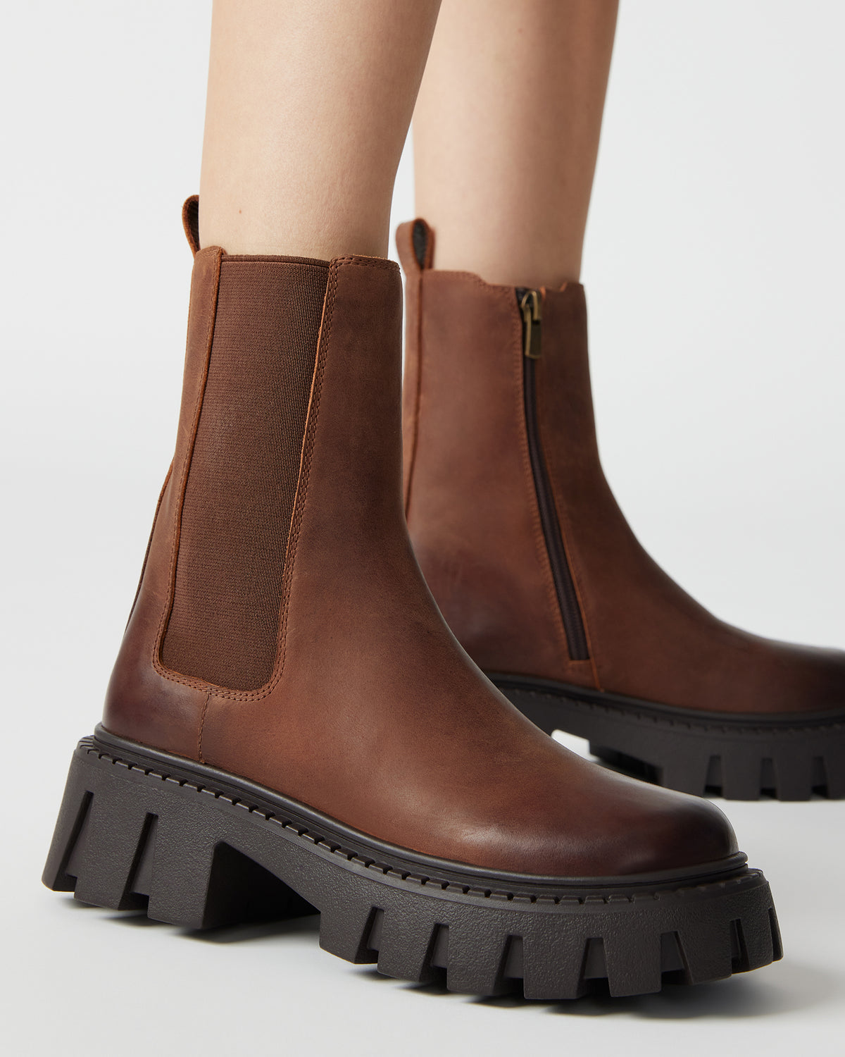 Steve Madden CHARGES Brown Distressed Platform Bootie | Women's Booties