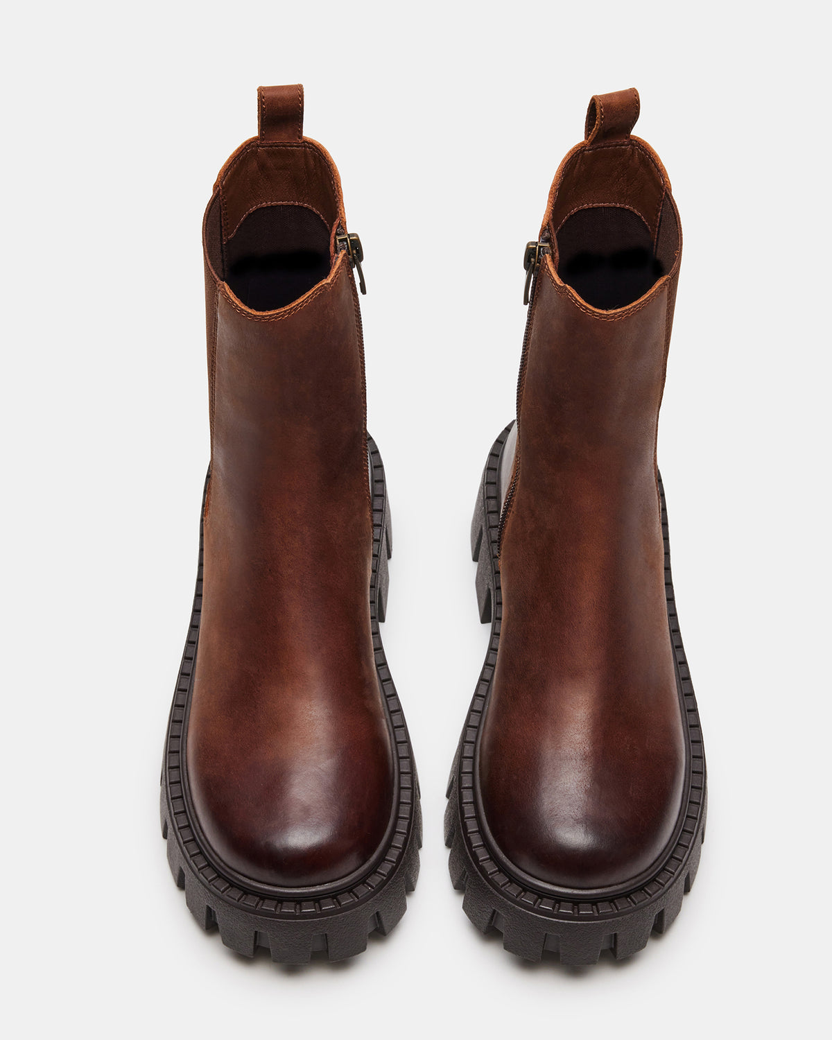 Steve Madden CHARGES Brown Distressed Platform Bootie | Women's Booties