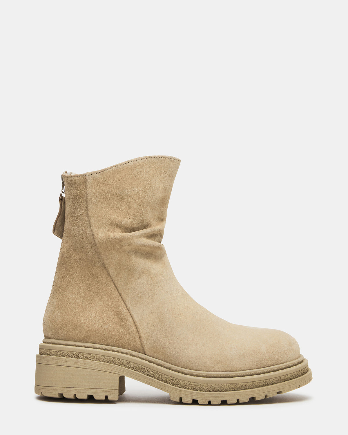Steve Madden ESSENTIAL Taupe Suede Scrunched Ankle Boot | Women's Booties