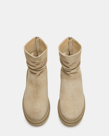 Steve Madden ESSENTIAL Taupe Suede Scrunched Ankle Boot | Women's Booties