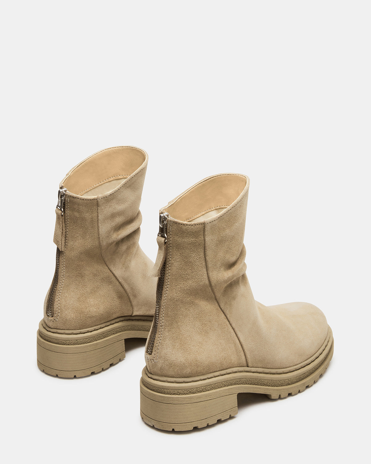 Steve Madden ESSENTIAL Taupe Suede Scrunched Ankle Boot | Women's Booties