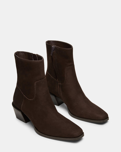 Steve Madden DANEY Brown Suede Square-Toe Women's Ankle Boot